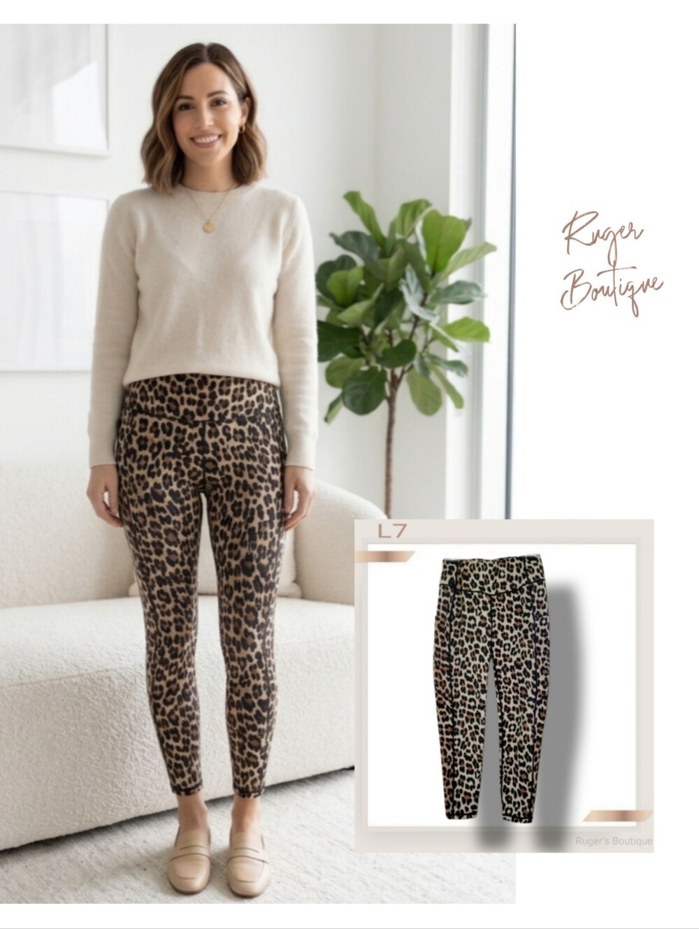🌿L7 Women's Small Leopard Cheetah Animal Print Cropped Workout Leggings